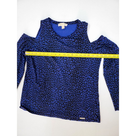 Michael Kors Cold Shoulder Top Animal Print Long Sleeve Blouse L - Picture 5 of 8